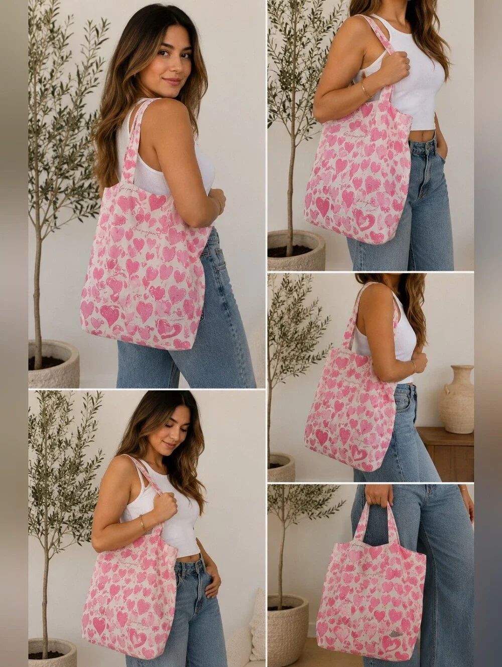 Free People Pink Heart Cotton Tote Bag – New